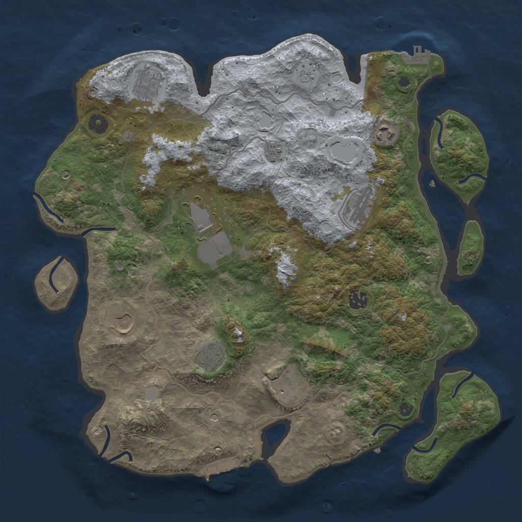 Rust Map: Procedural Map, Size: 4000, Seed: 1777945468, 18 Monuments