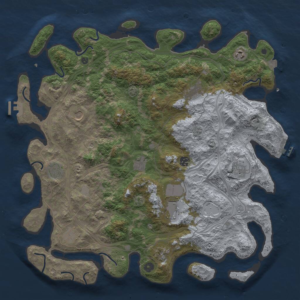 Rust Map: Procedural Map, Size: 4500, Seed: 1469445265, 17 Monuments