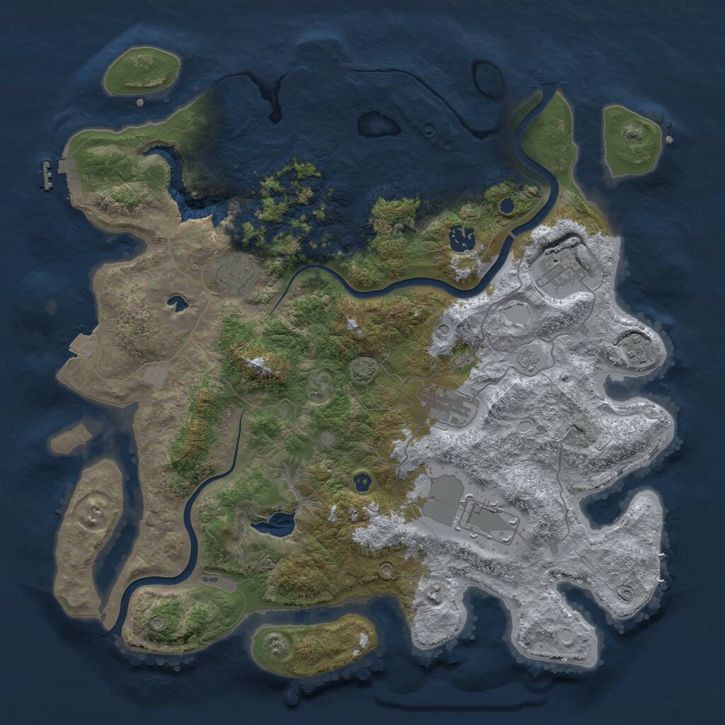 Rust Map: Procedural Map, Size: 4000, Seed: 121158359, 12 Monuments
