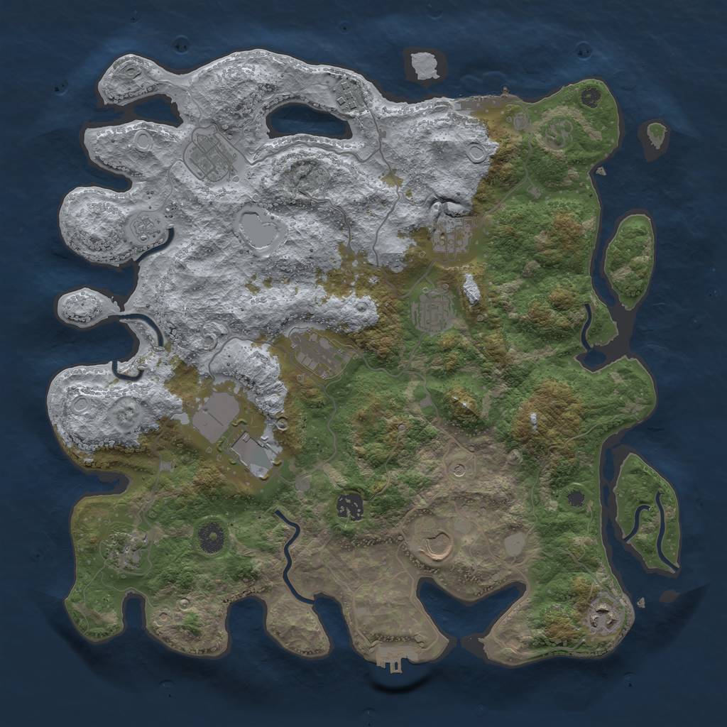 Rust Map: Procedural Map, Size: 3850, Seed: 950716691, 19 Monuments