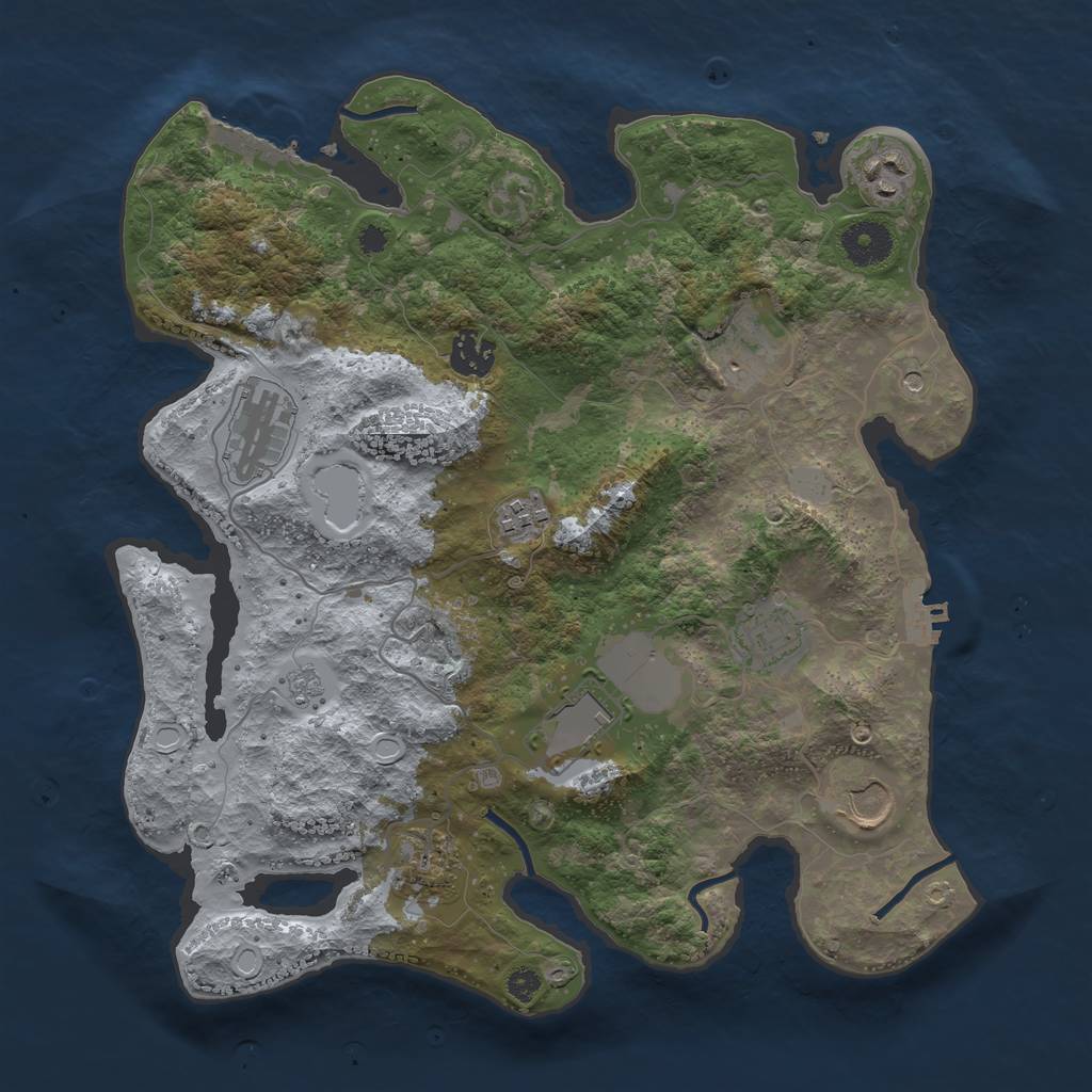 Rust Map: Procedural Map, Size: 3500, Seed: 1672093782, 18 Monuments