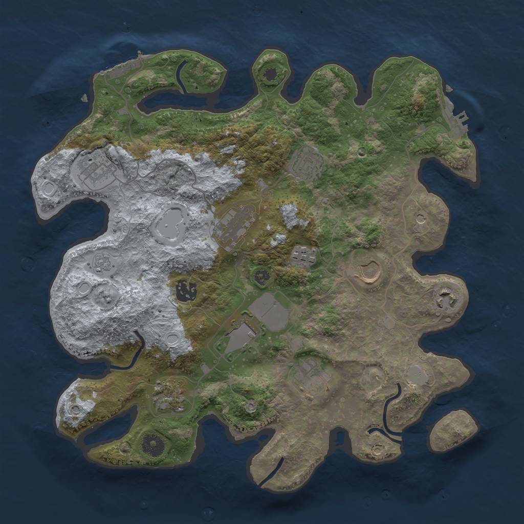 Rust Map: Procedural Map, Size: 3500, Seed: 352514661, 19 Monuments