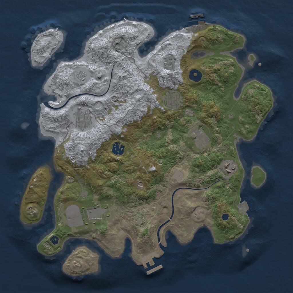 Rust Map: Procedural Map, Size: 3500, Seed: 16666, 13 Monuments