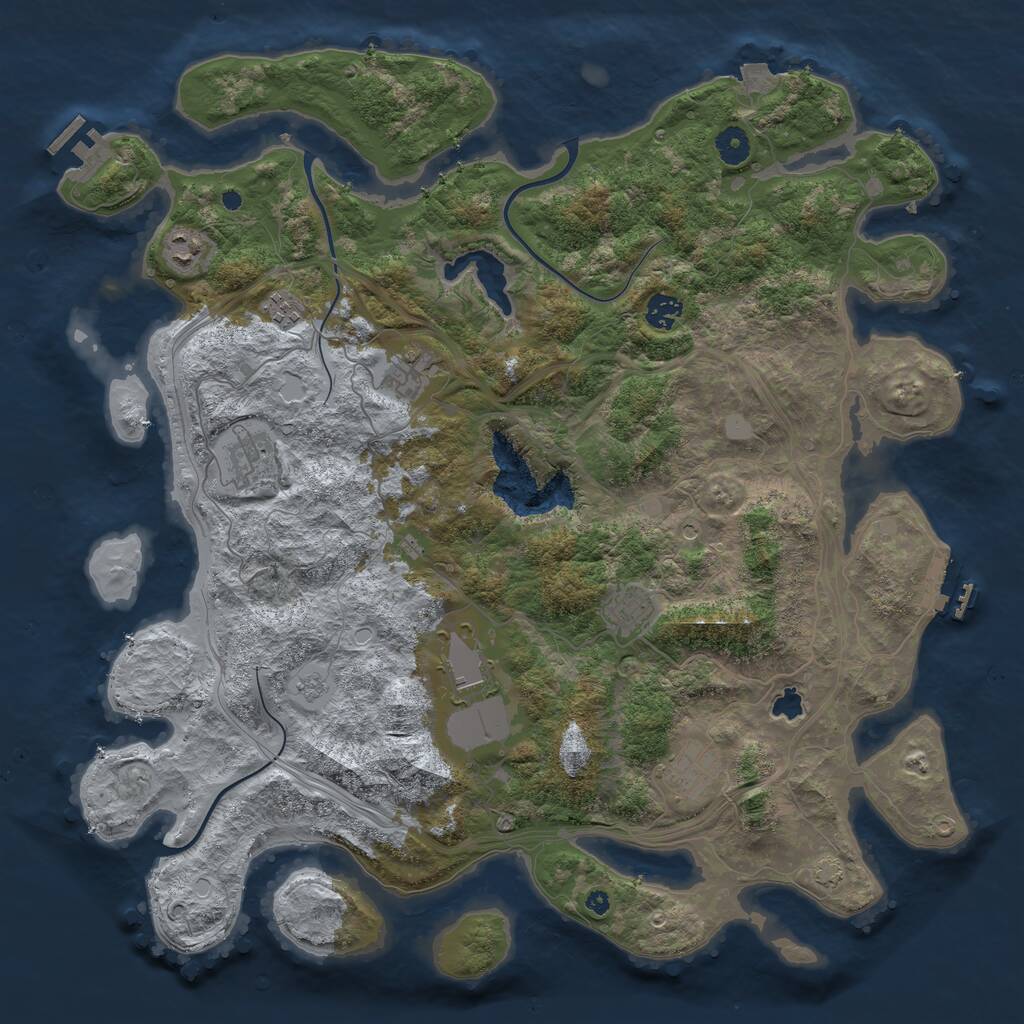 Rust Map: Procedural Map, Size: 4300, Seed: 1210093147, 14 Monuments
