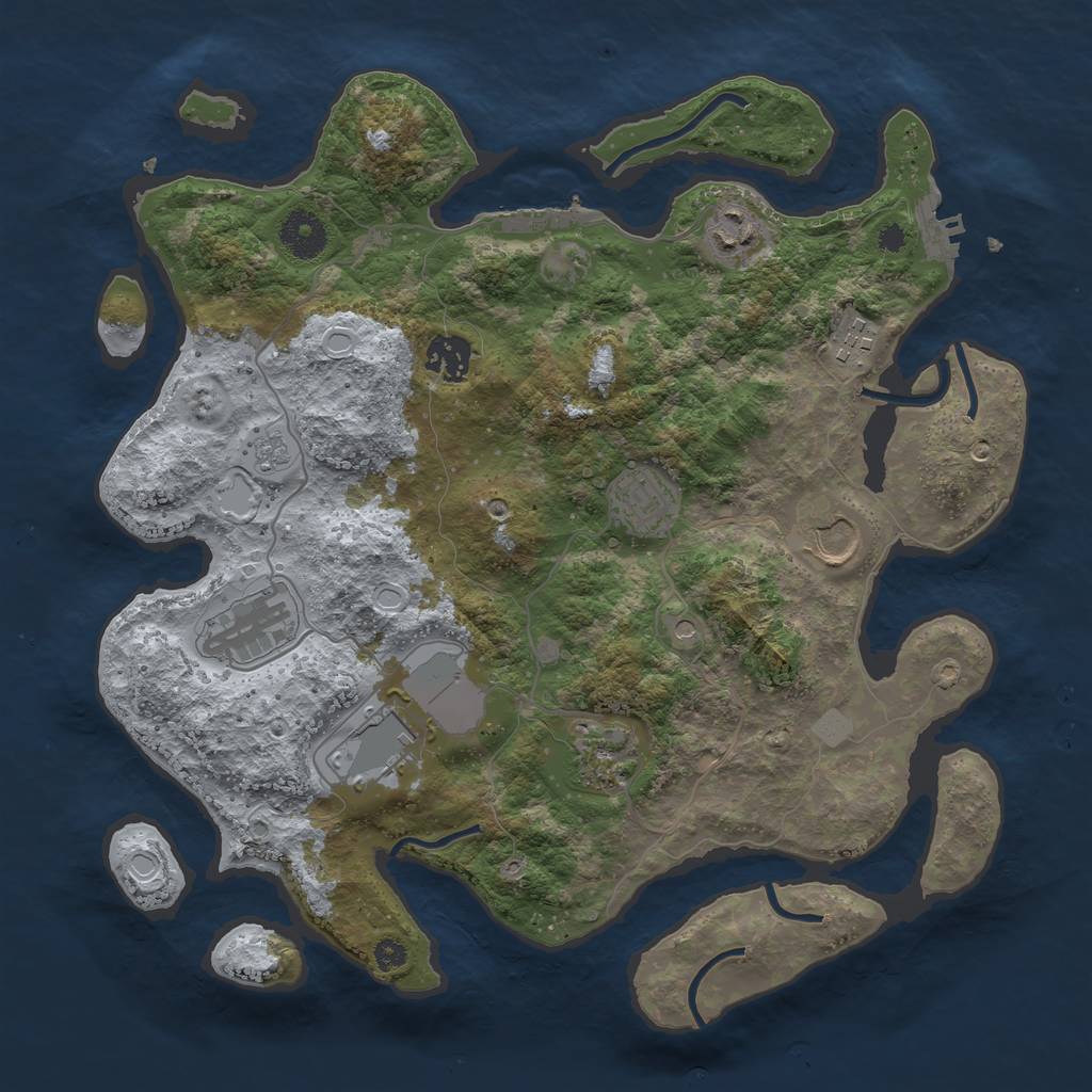 Rust Map: Procedural Map, Size: 3500, Seed: 79288403, 17 Monuments