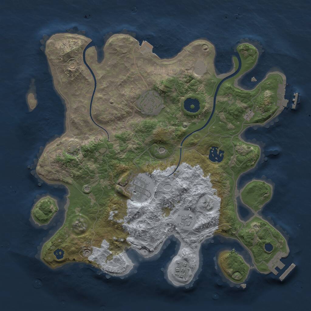 Rust Map: Procedural Map, Size: 3000, Seed: 791553774, 10 Monuments