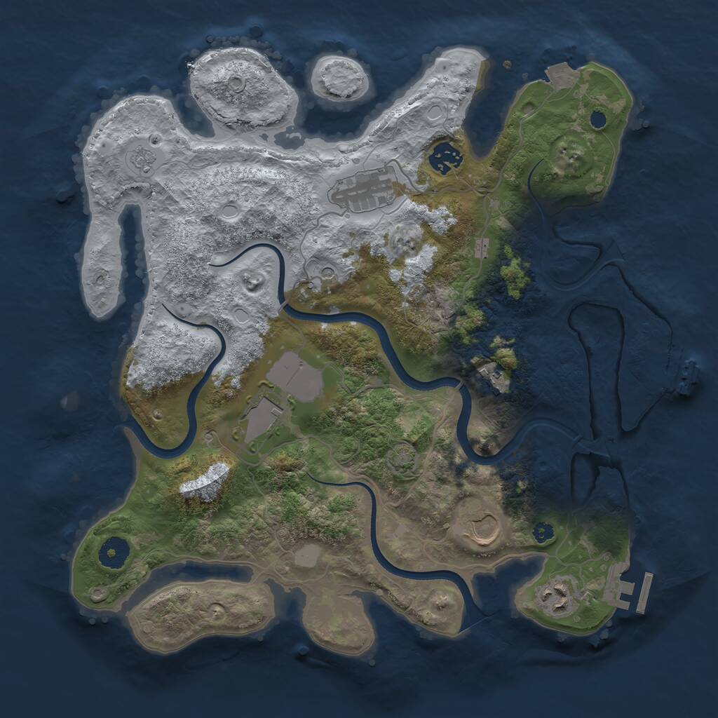 Rust Map: Procedural Map, Size: 3500, Seed: 7654322, 12 Monuments