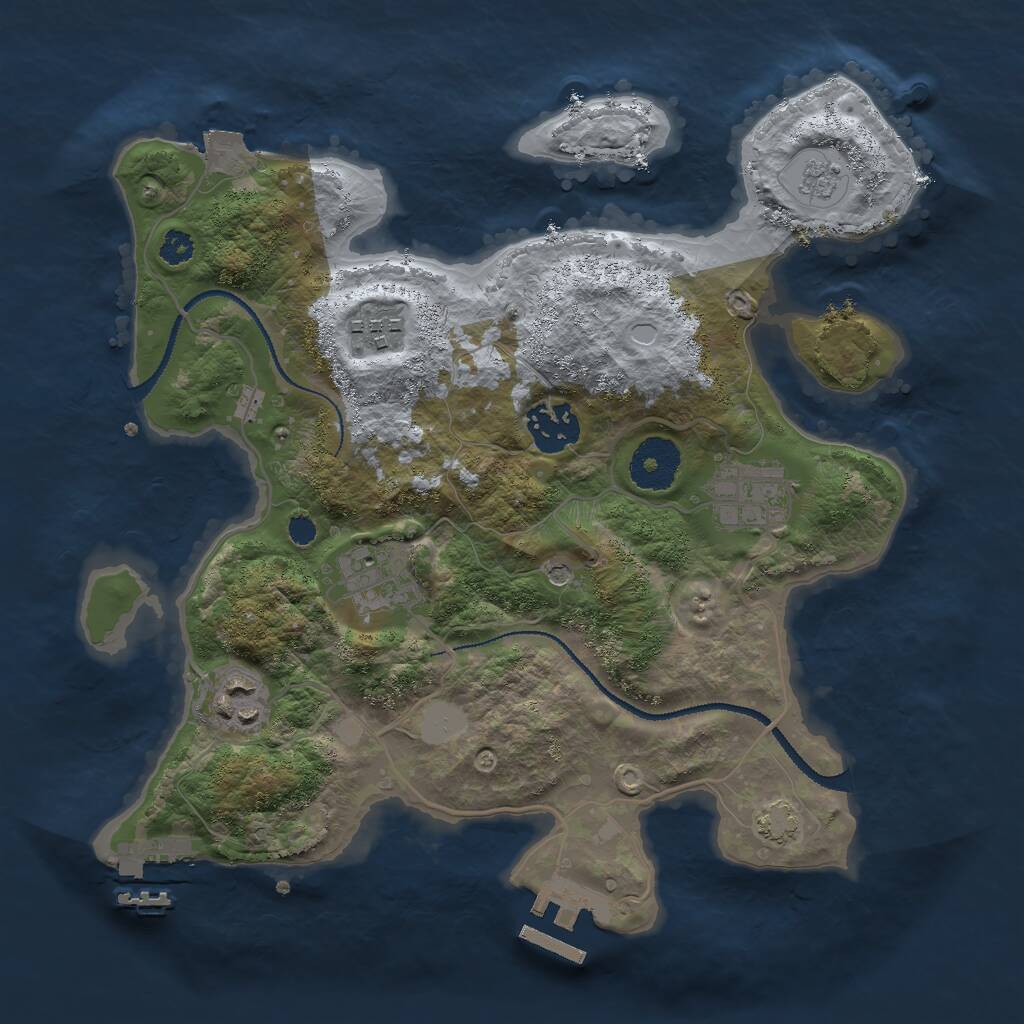 Rust Map: Procedural Map, Size: 3000, Seed: 743371709, 11 Monuments