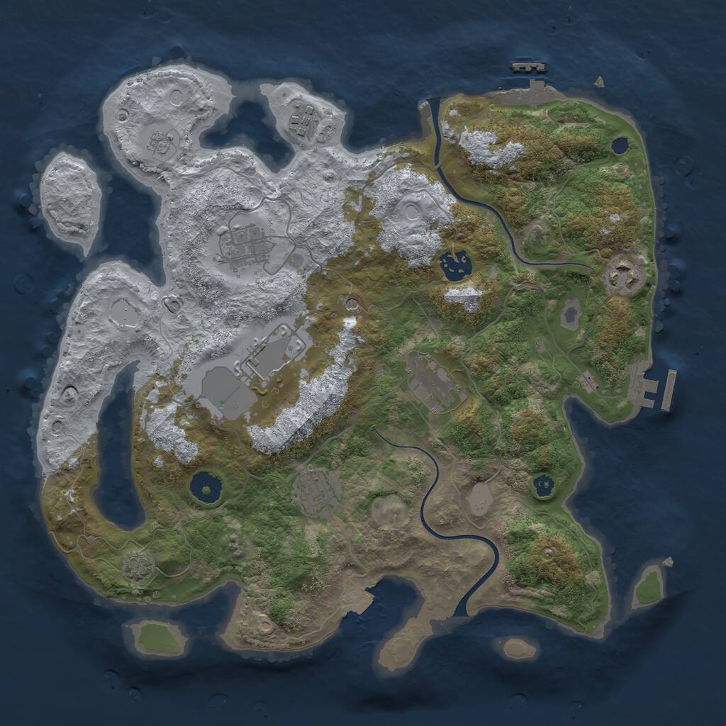 Rust Map: Procedural Map, Size: 3500, Seed: 186787010, 13 Monuments
