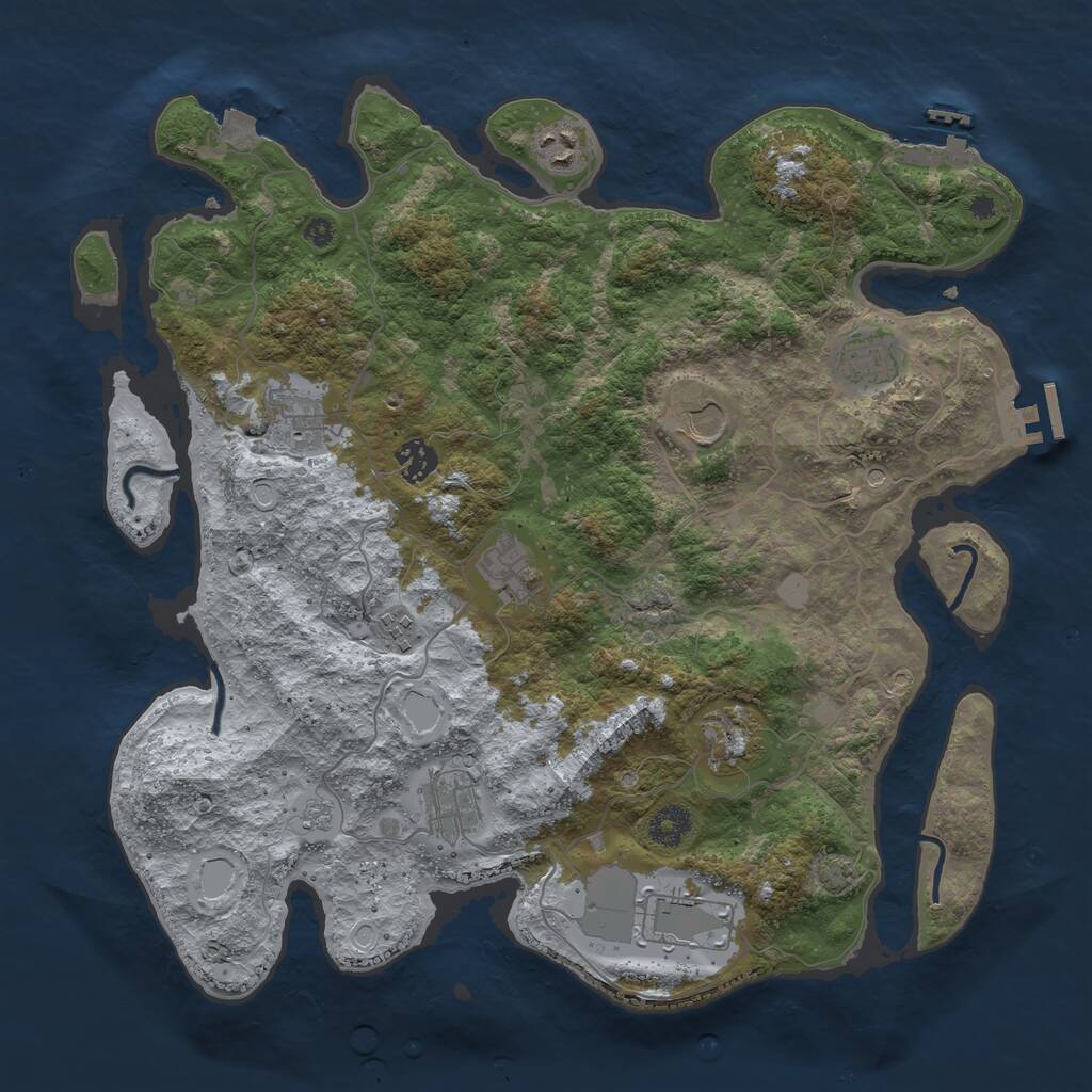 Rust Map: Procedural Map, Size: 3850, Seed: 219521024, 16 Monuments