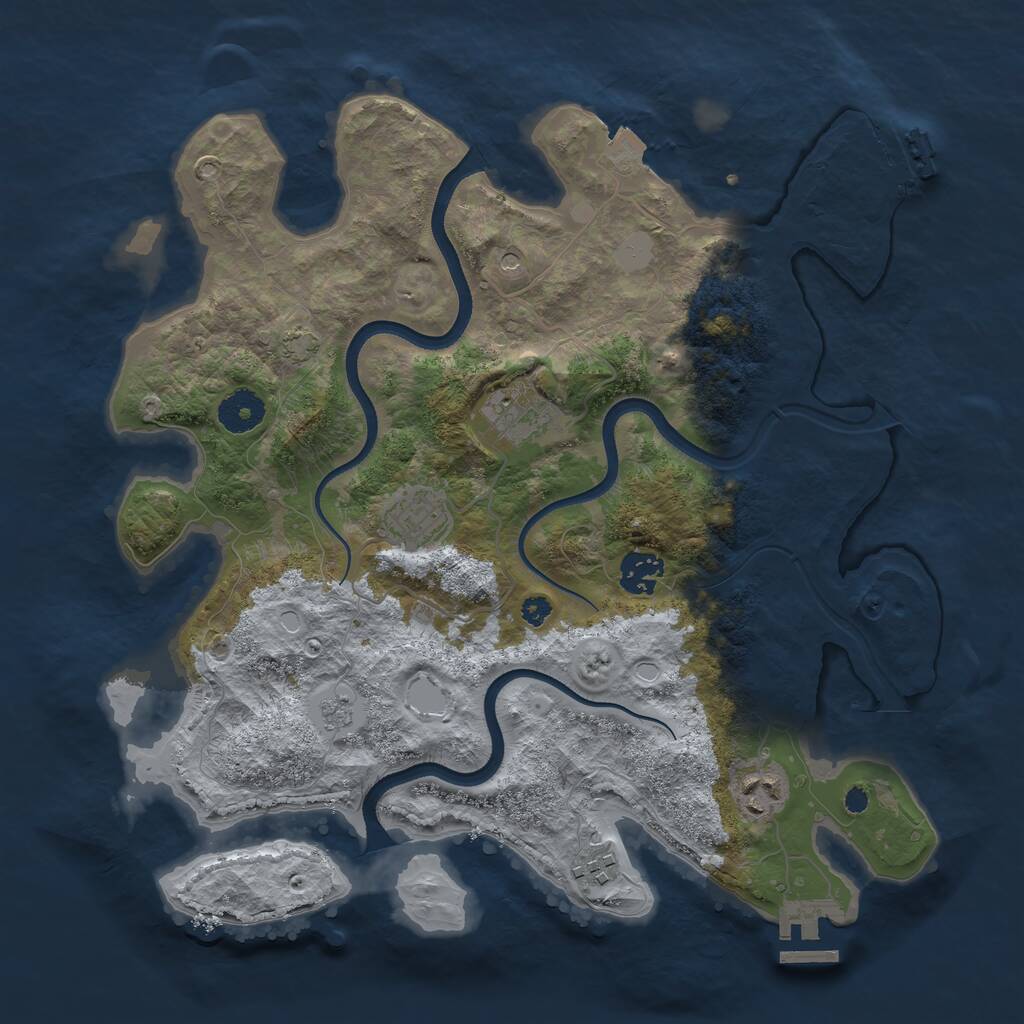 Rust Map: Procedural Map, Size: 3500, Seed: 1262294800, 11 Monuments