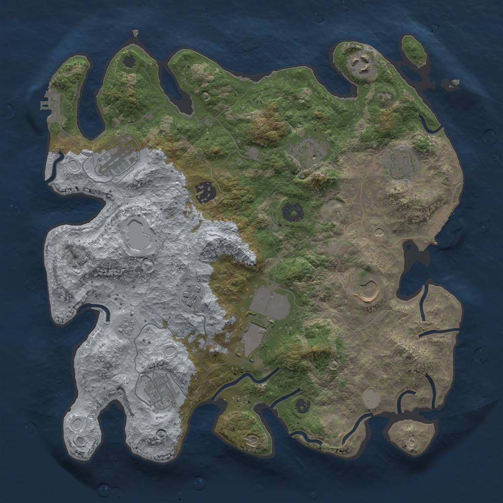Rust Map: Procedural Map, Size: 3500, Seed: 810980312, 18 Monuments
