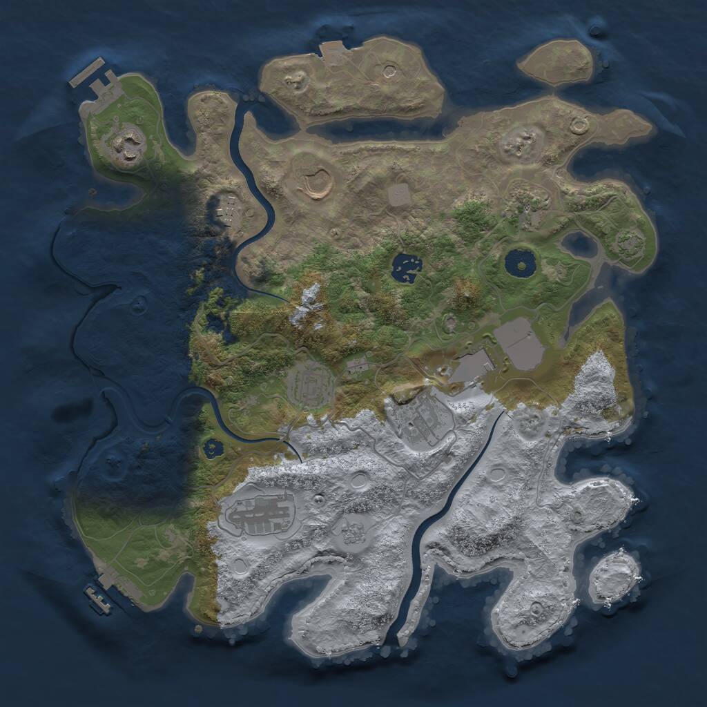 Rust Map: Procedural Map, Size: 3500, Seed: 1270775490, 15 Monuments