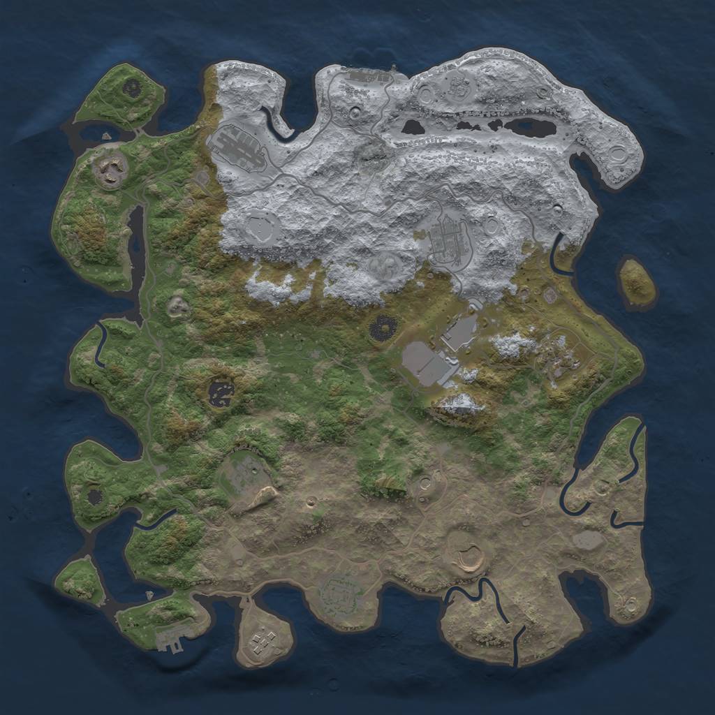 Rust Map: Procedural Map, Size: 4000, Seed: 438921842, 19 Monuments