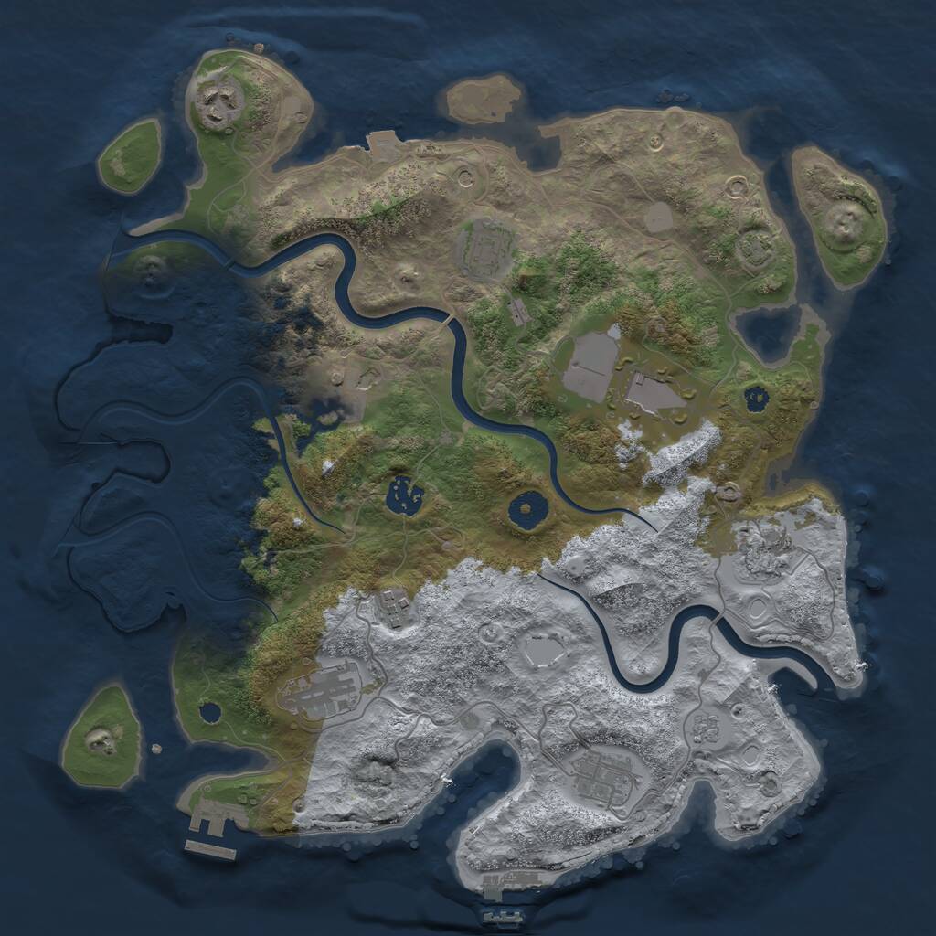 Rust Map: Procedural Map, Size: 3700, Seed: 887133532, 15 Monuments