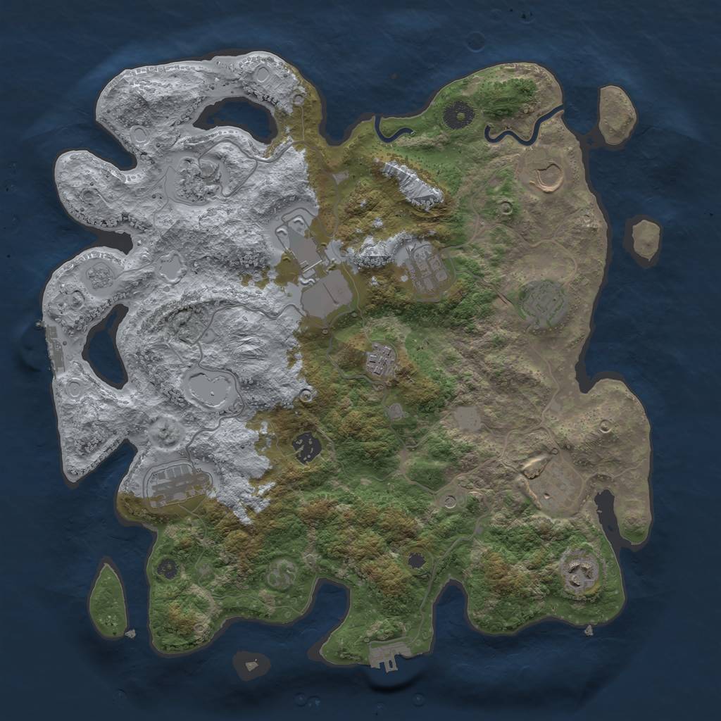 Rust Map: Procedural Map, Size: 3750, Seed: 1724442073, 19 Monuments