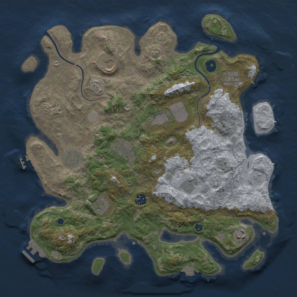 Rust Map: Procedural Map, Size: 3900, Seed: 7676767, 17 Monuments