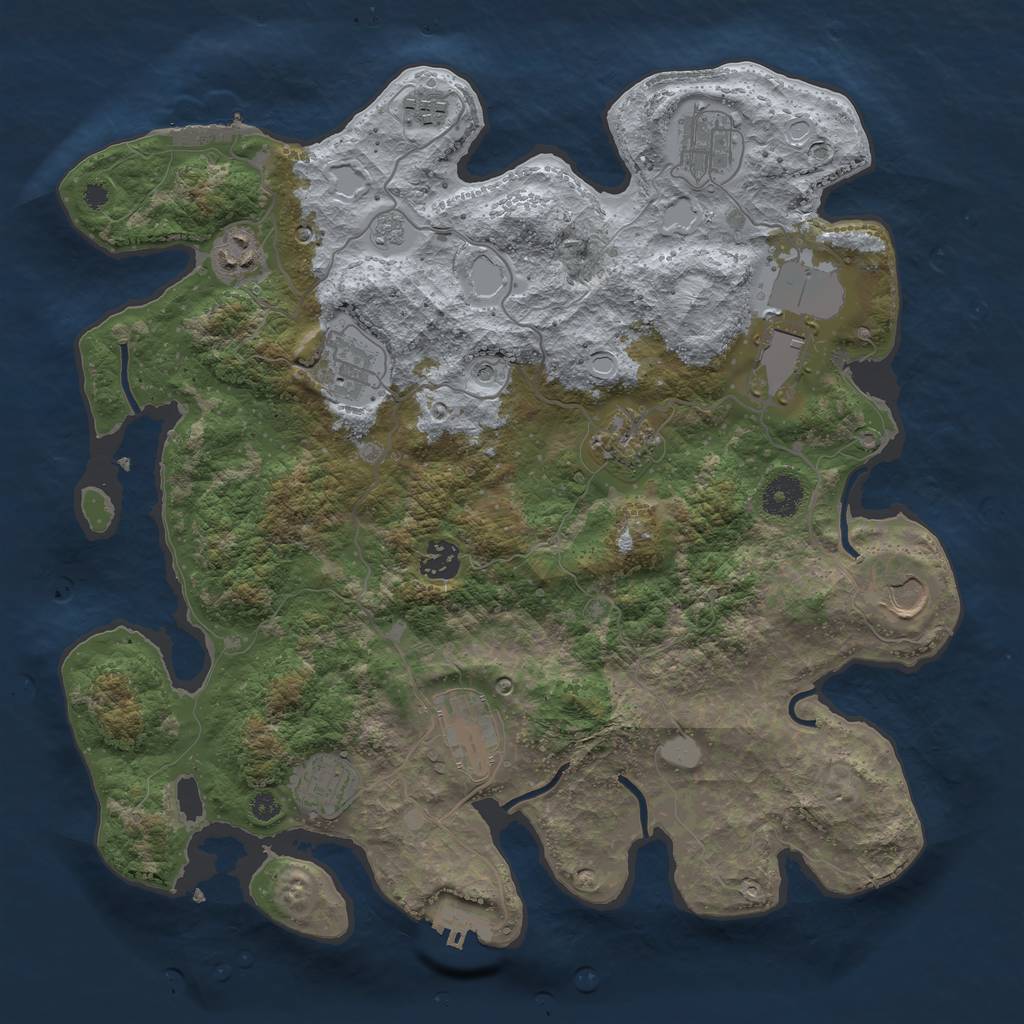 Rust Map: Procedural Map, Size: 3750, Seed: 745433, 19 Monuments