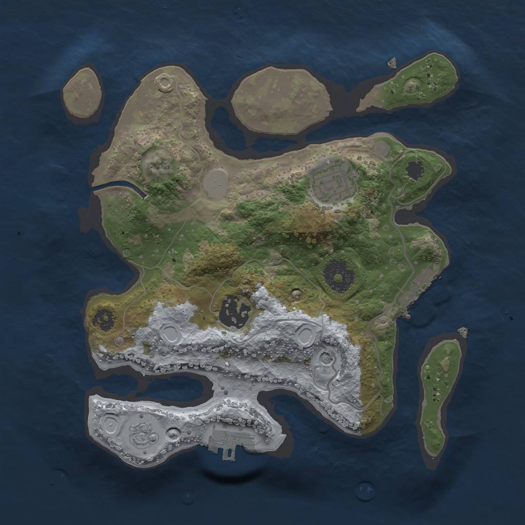 Rust Map: Procedural Map, Size: 2500, Seed: 157875836, 11 Monuments