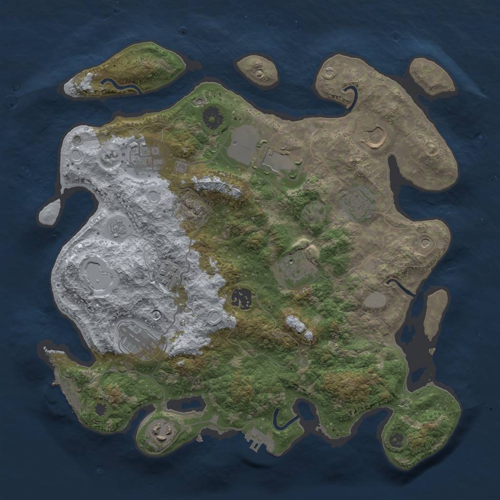 Rust Map: Procedural Map, Size: 3500, Seed: 2594093, 18 Monuments