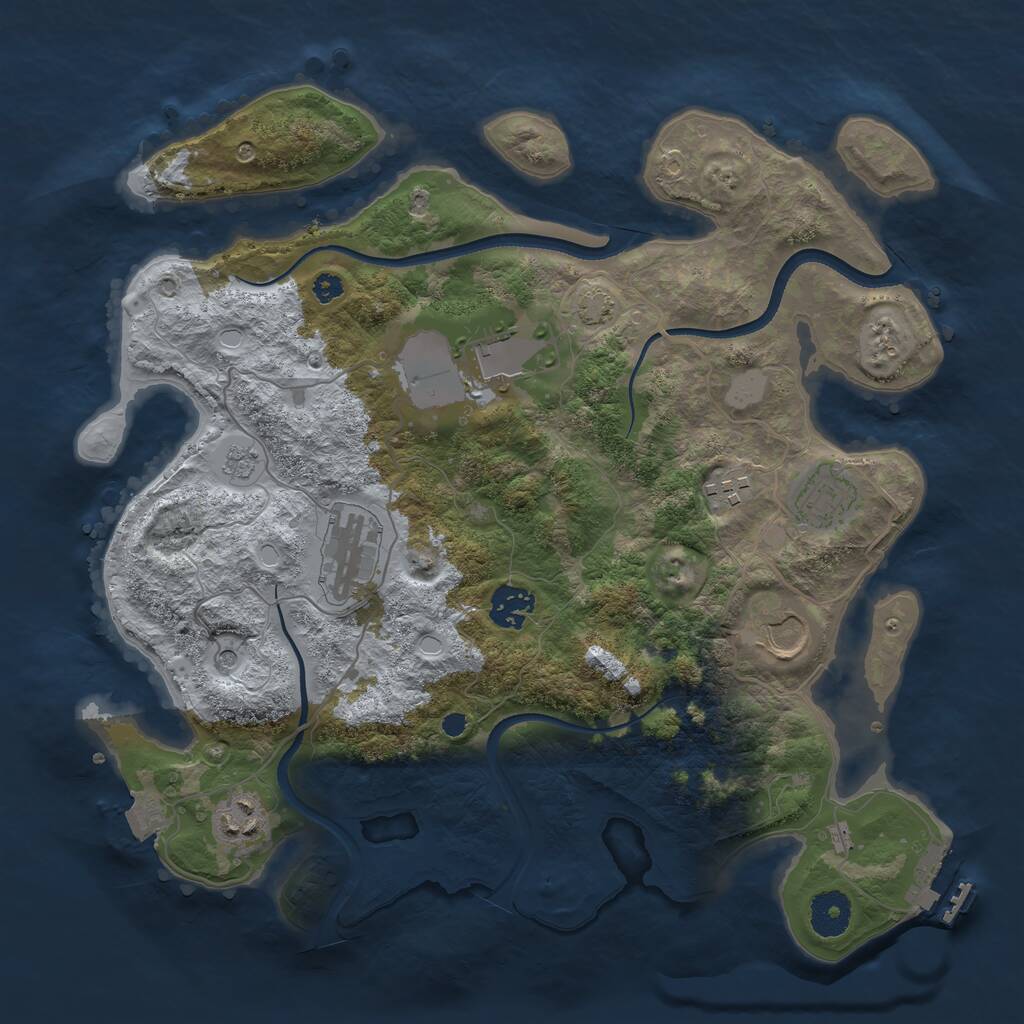 Rust Map: Procedural Map, Size: 3500, Seed: 2594093, 12 Monuments