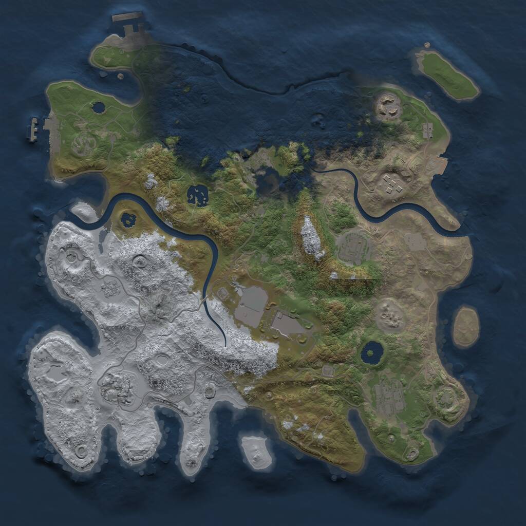 Rust Map: Procedural Map, Size: 3500, Seed: 1377369614, 14 Monuments