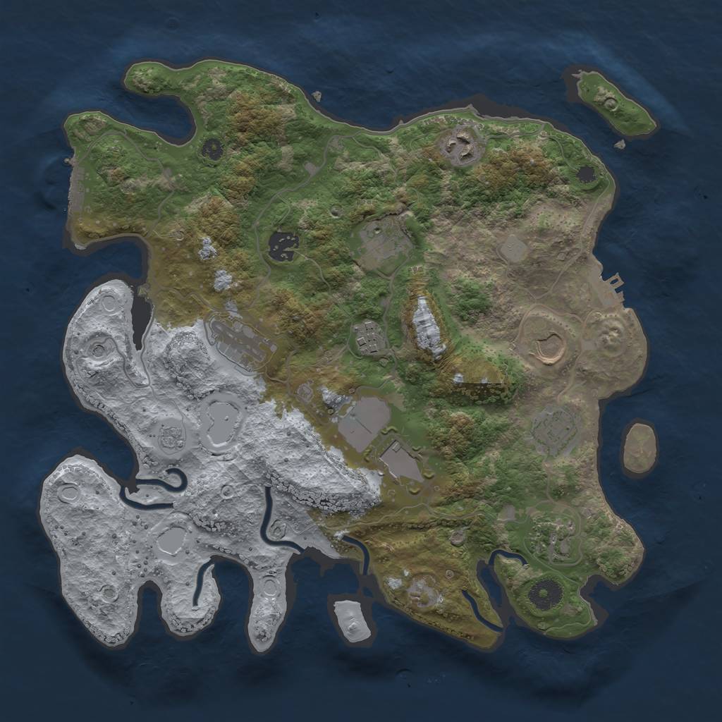 Rust Map: Procedural Map, Size: 3500, Seed: 1377369614, 18 Monuments