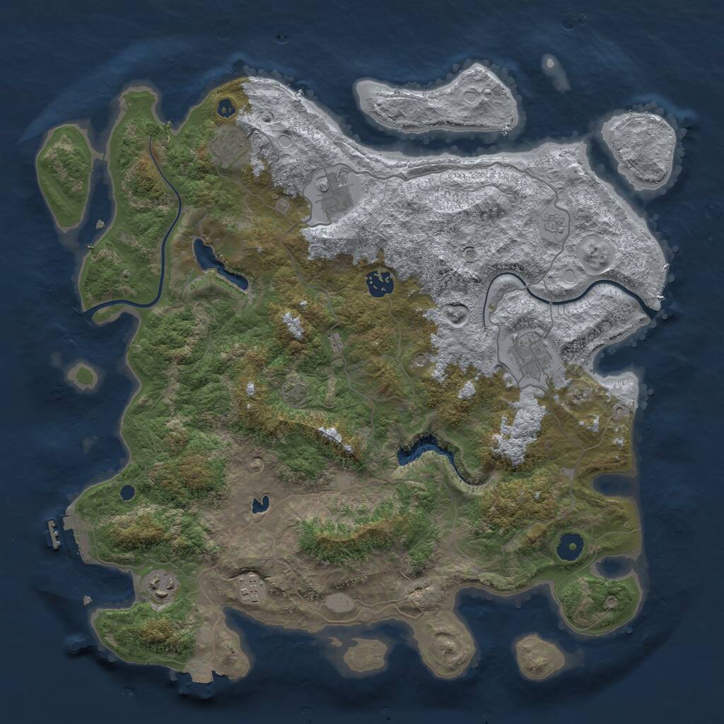 Rust Map: Procedural Map, Size: 4000, Seed: 547412399, 11 Monuments