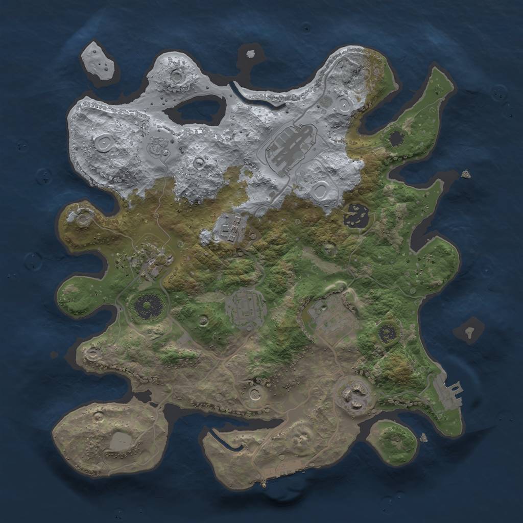 Rust Map: Procedural Map, Size: 3000, Seed: 1148144435, 16 Monuments