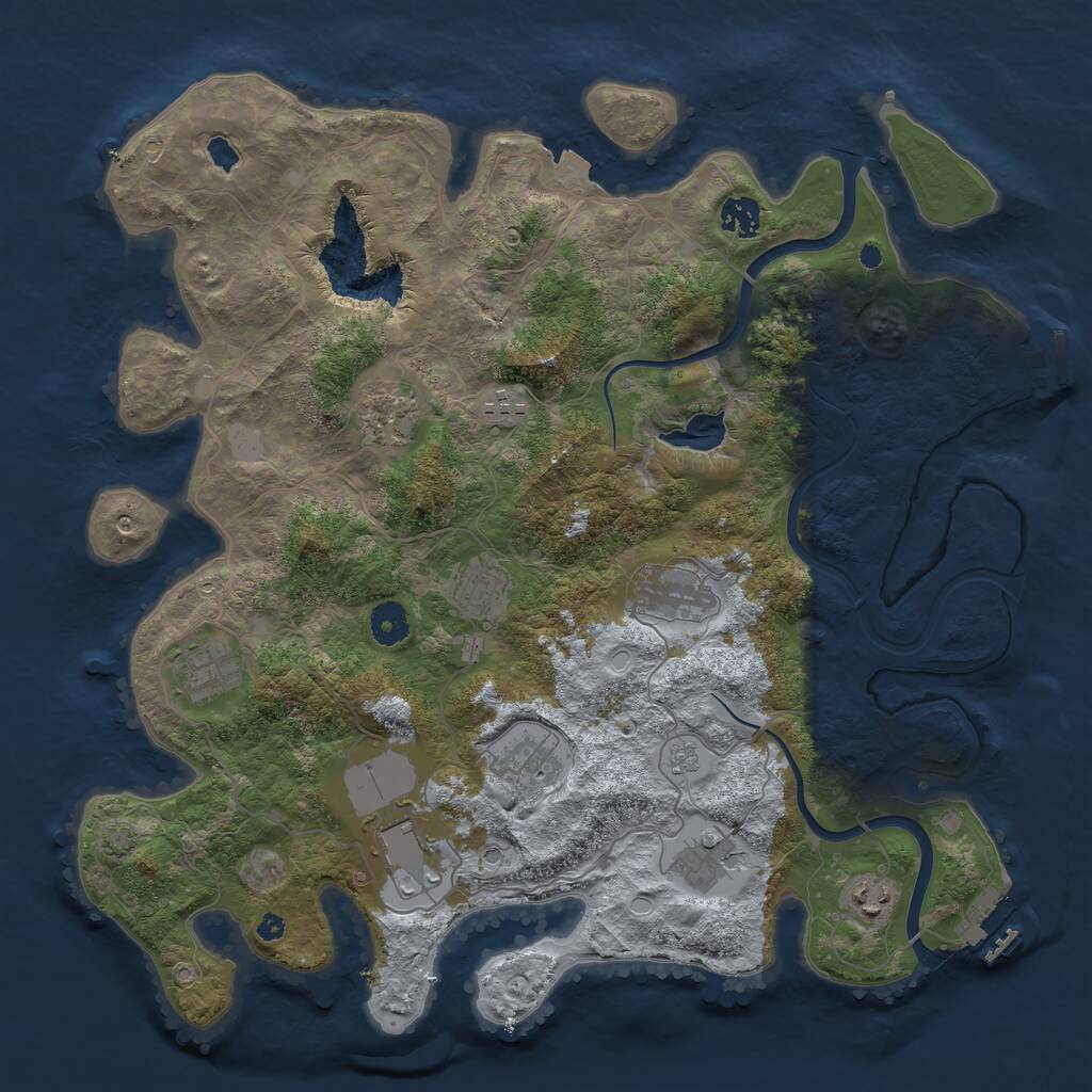 Rust Map: Procedural Map, Size: 4000, Seed: 16911741, 16 Monuments