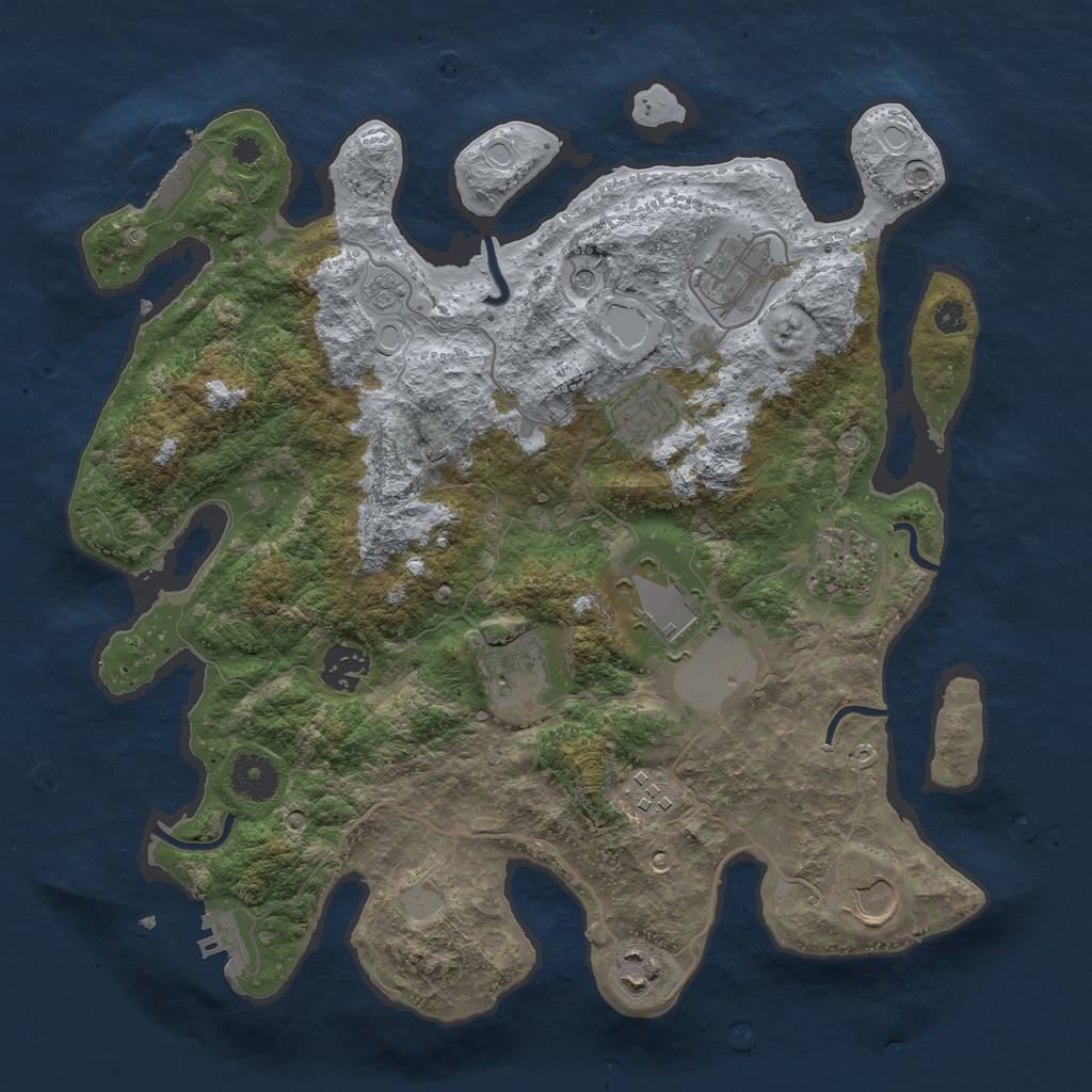 Rust Map: Procedural Map, Size: 3500, Seed: 54654654, 18 Monuments