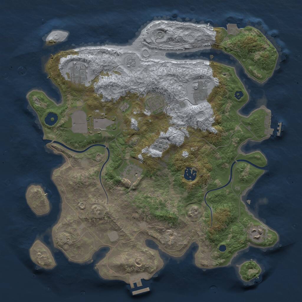 Rust Map: Procedural Map, Size: 3500, Seed: 1764917877, 14 Monuments