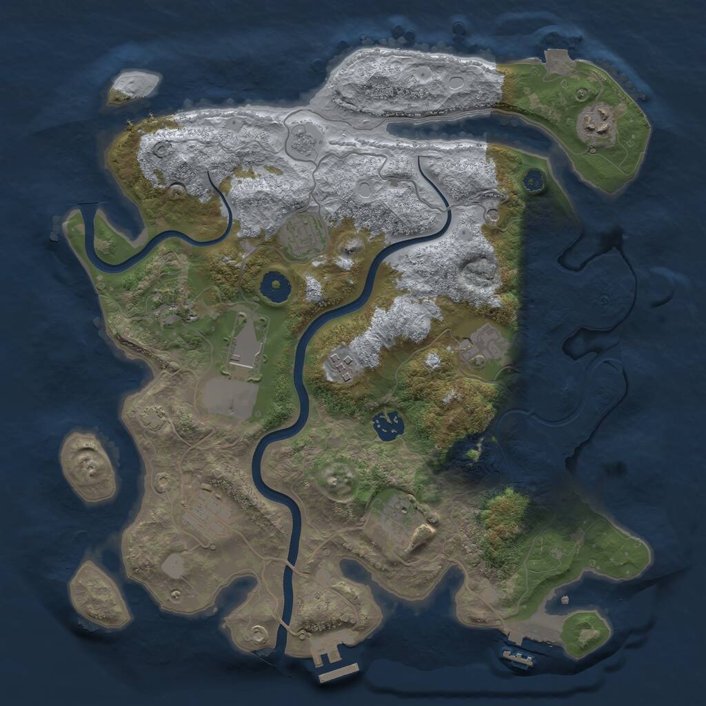 Rust Map: Procedural Map, Size: 3500, Seed: 1764917877, 15 Monuments