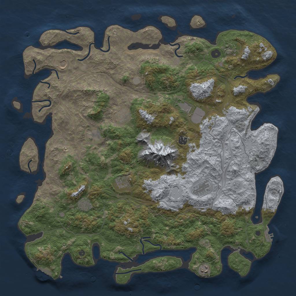 Rust Map: Procedural Map, Size: 5000, Seed: 64, 20 Monuments
