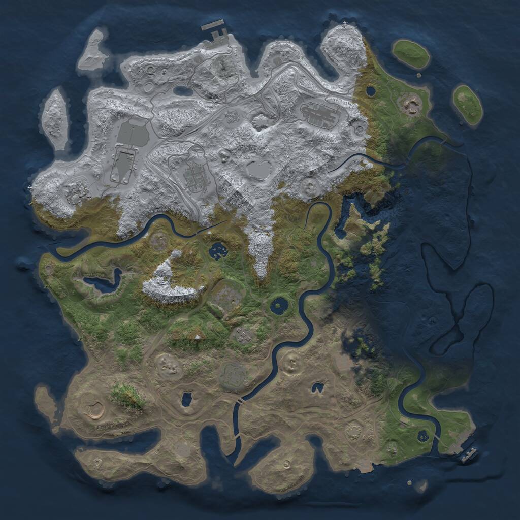 Rust Map: Procedural Map, Size: 4500, Seed: 629123, 17 Monuments