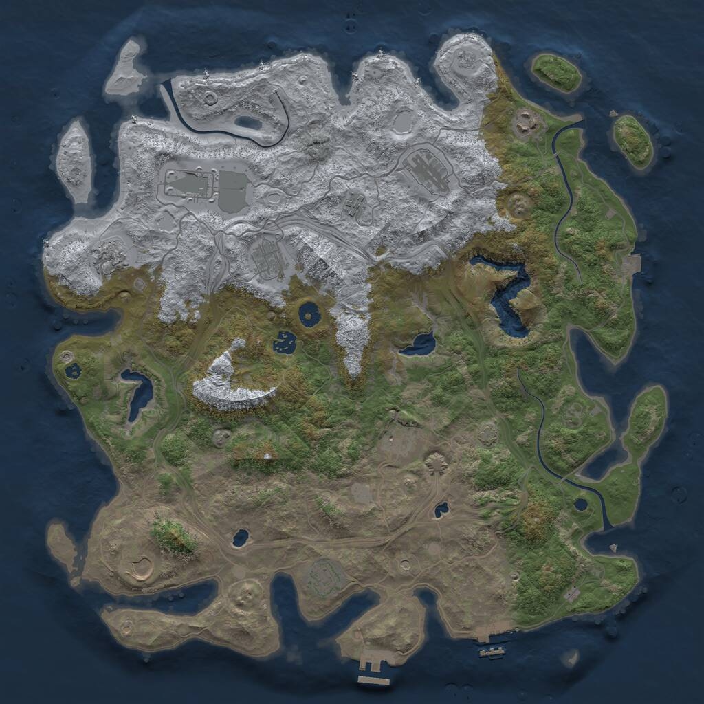 Rust Map: Procedural Map, Size: 4500, Seed: 629123, 16 Monuments