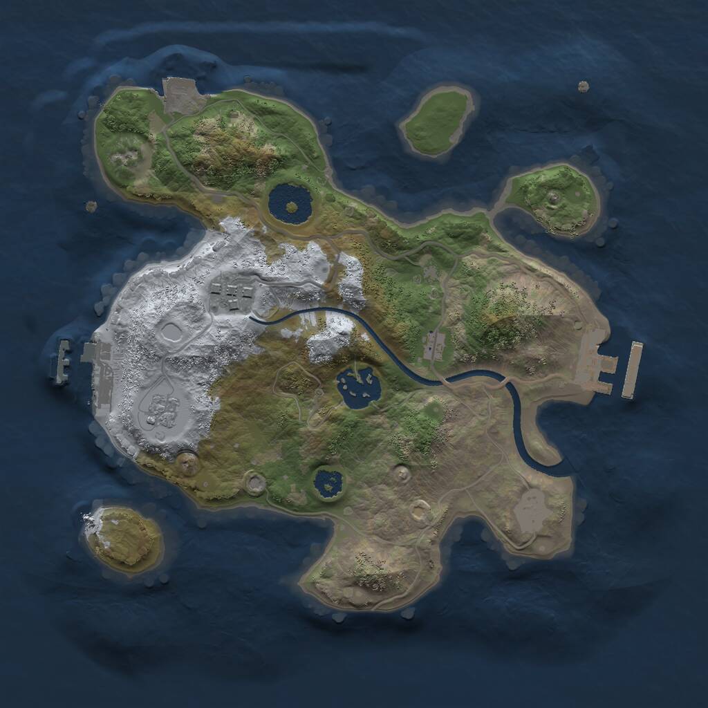 Rust Map: Procedural Map, Size: 2500, Seed: 8535, 6 Monuments