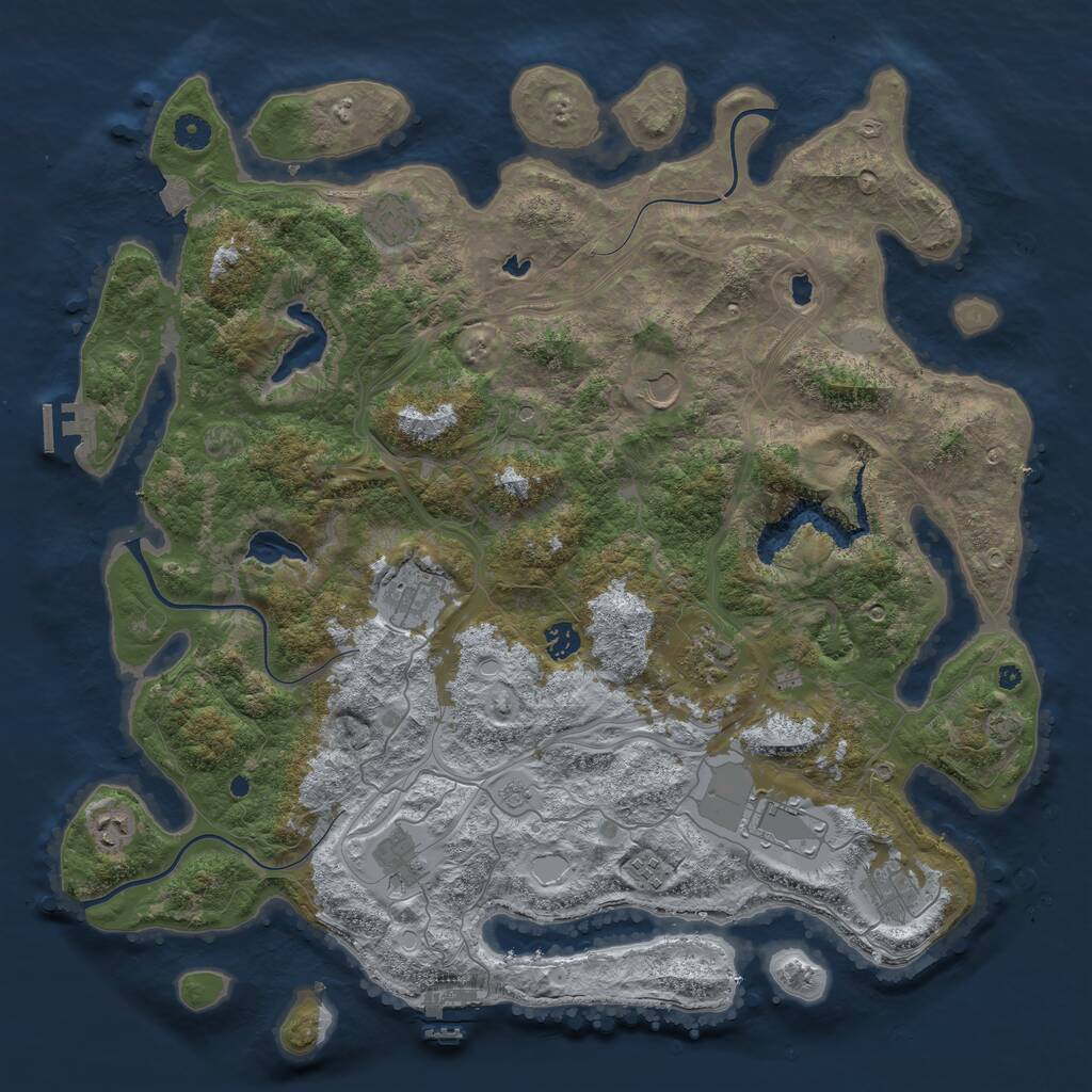 Rust Map: Procedural Map, Size: 4500, Seed: 55253798, 16 Monuments