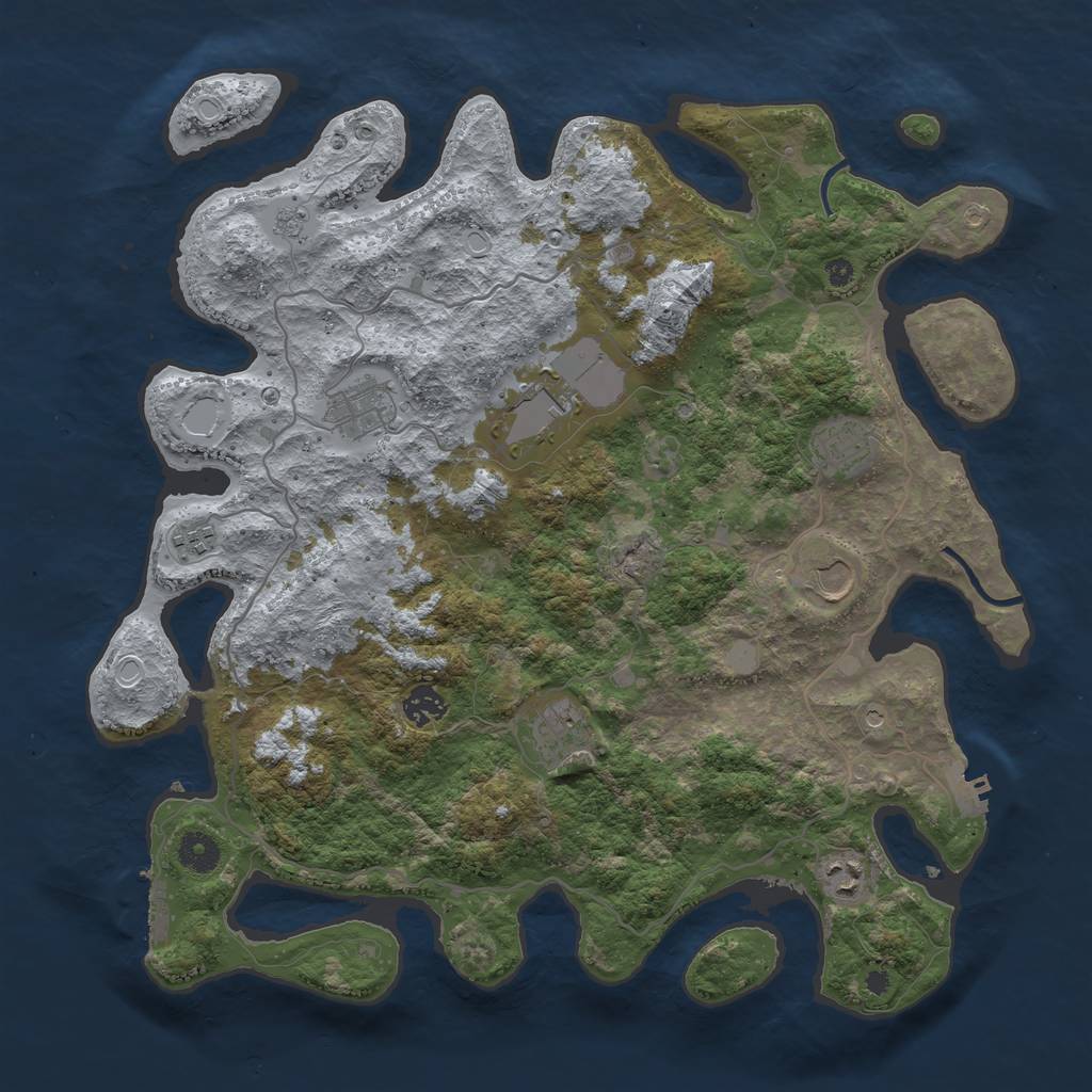 Rust Map: Procedural Map, Size: 4000, Seed: 79845498, 17 Monuments