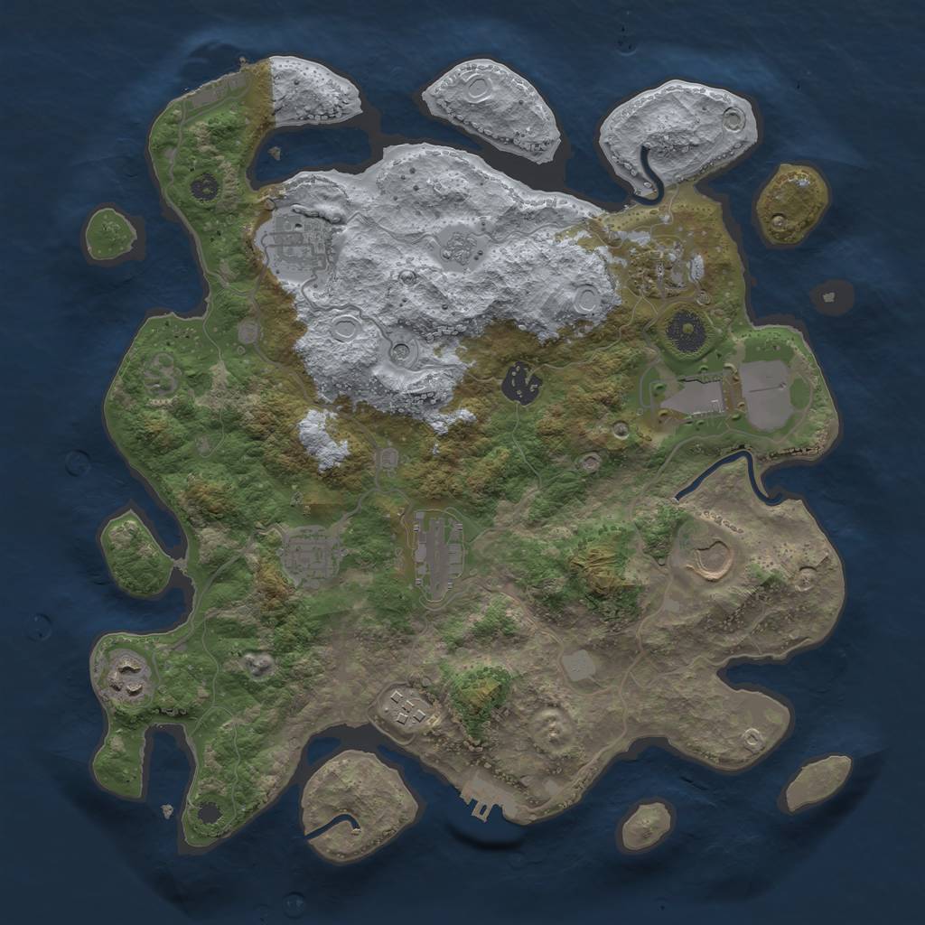 Rust Map: Procedural Map, Size: 3500, Seed: 335053479, 18 Monuments
