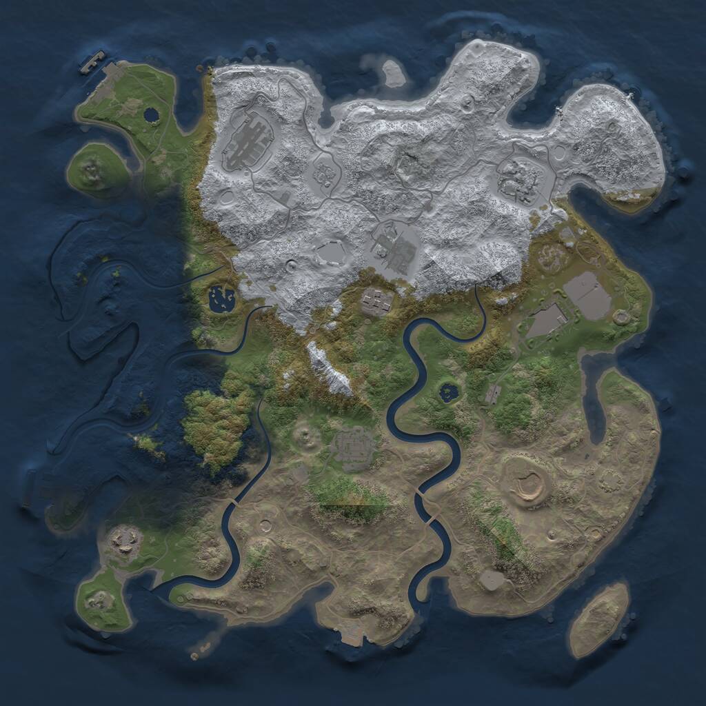 Rust Map: Procedural Map, Size: 3800, Seed: 736963888, 15 Monuments