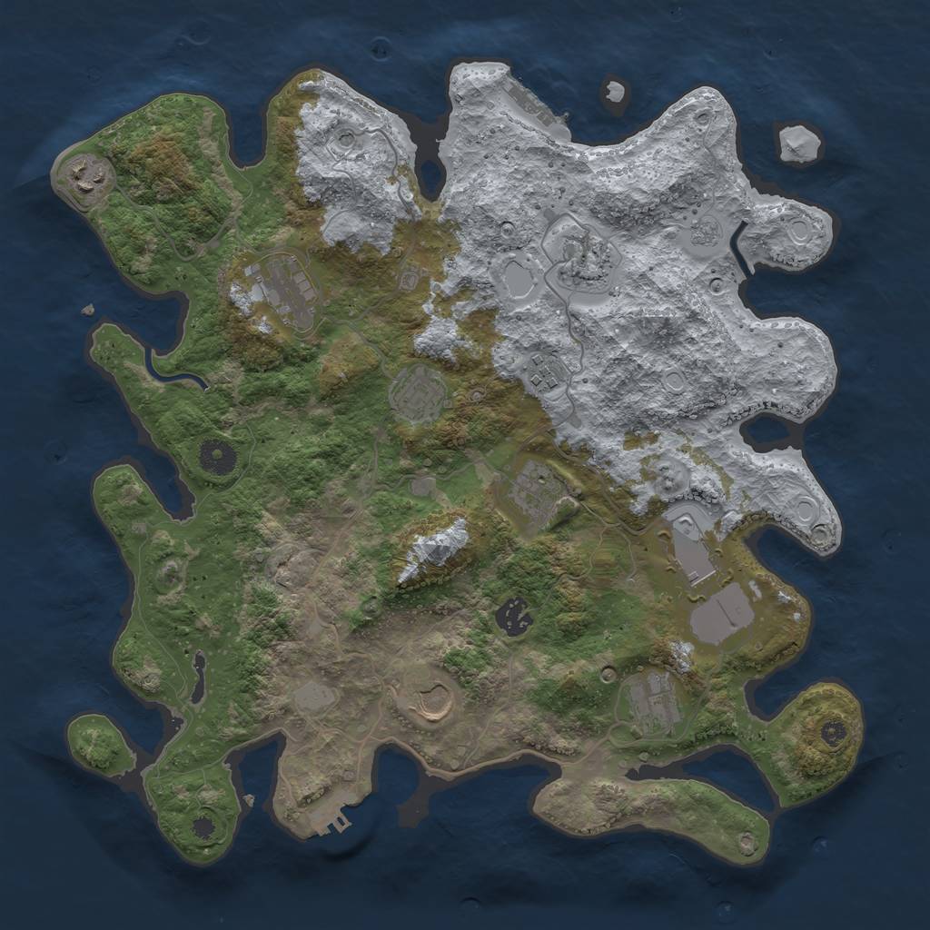 Rust Map: Procedural Map, Size: 3800, Seed: 1952383916, 19 Monuments