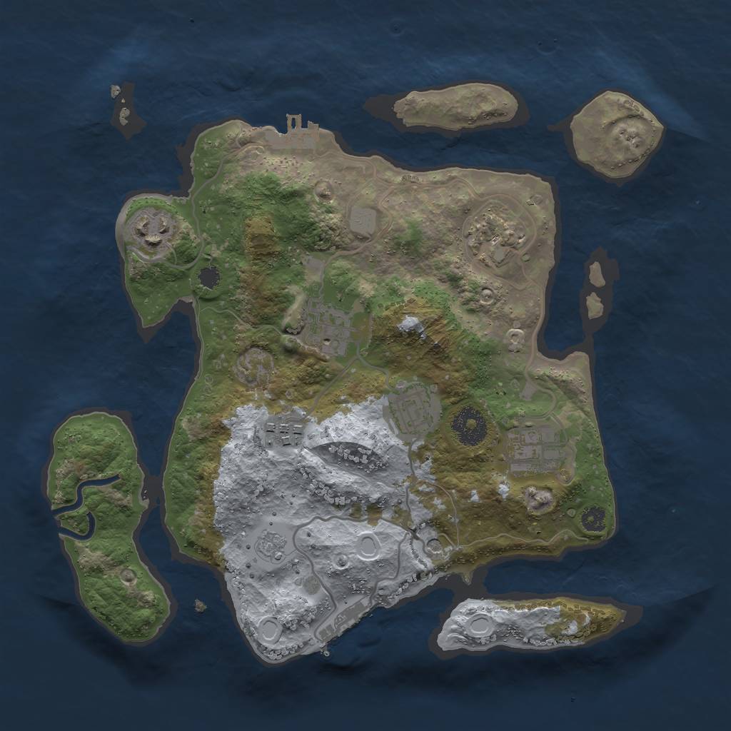 Rust Map: Procedural Map, Size: 3000, Seed: 3205487, 15 Monuments