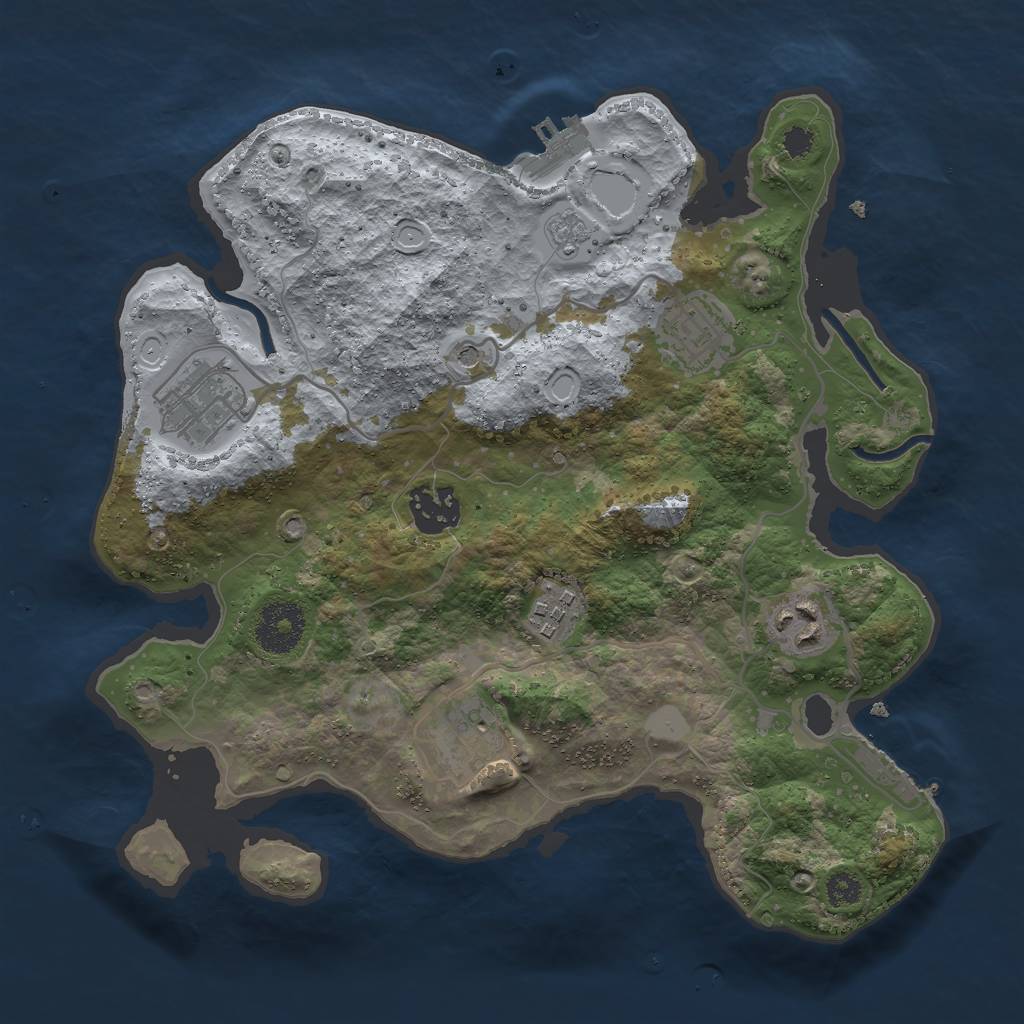 Rust Map: Procedural Map, Size: 3000, Seed: 120120120, 15 Monuments