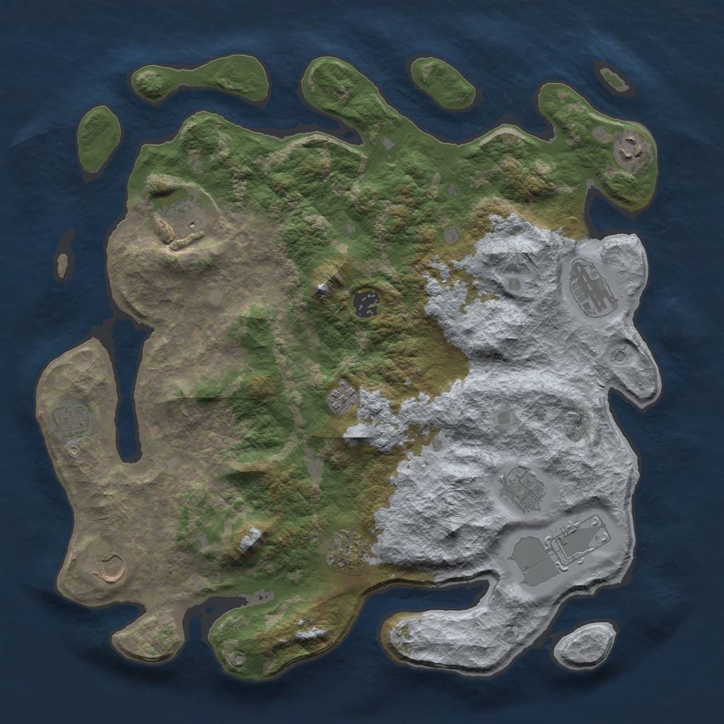 Rust Map: Barren, Size: 4000, Seed: 1524602945, 13 Monuments