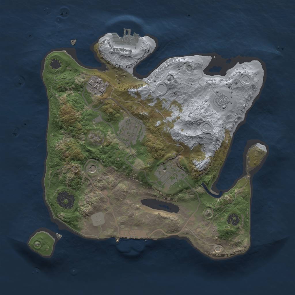Rust Map: Procedural Map, Size: 2500, Seed: 679748438, 12 Monuments