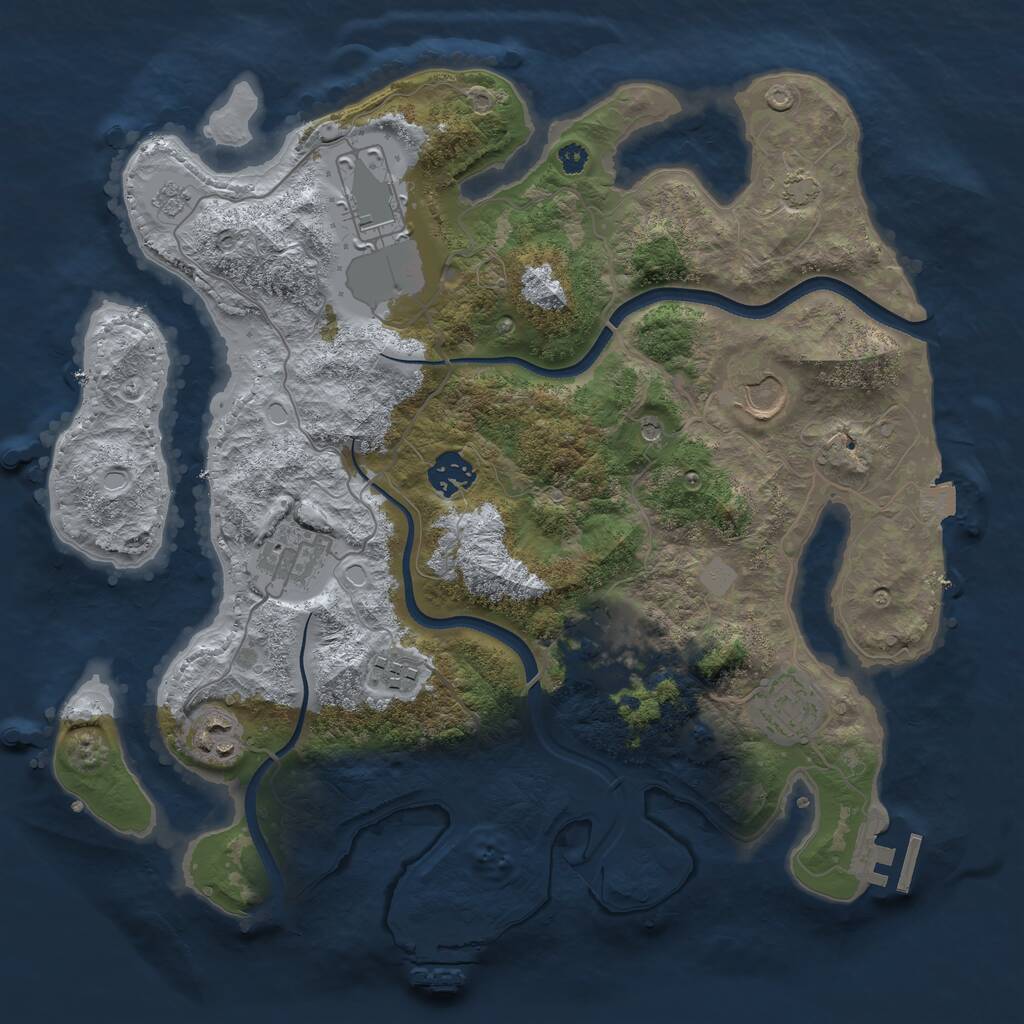 Rust Map: Procedural Map, Size: 3500, Seed: 1283728697, 14 Monuments