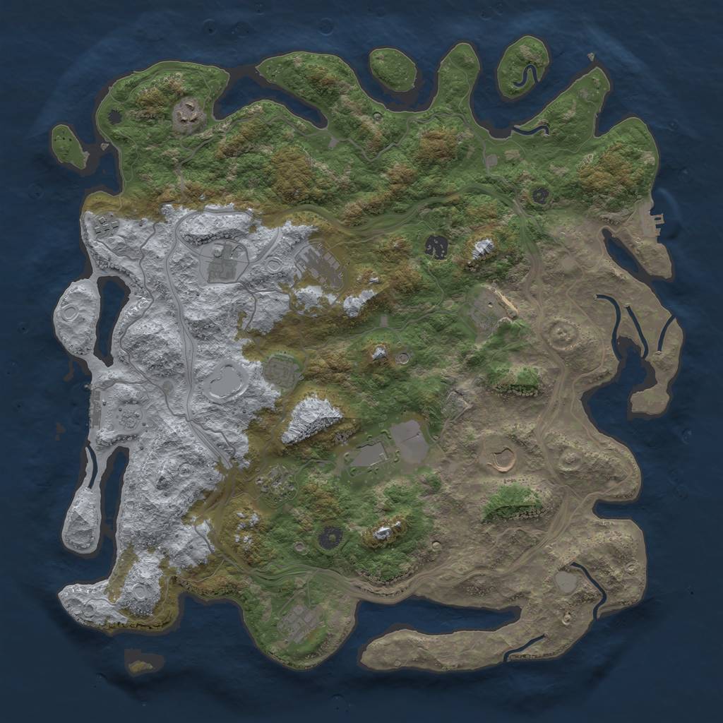 Rust Map: Procedural Map, Size: 4500, Seed: 1055503029, 20 Monuments