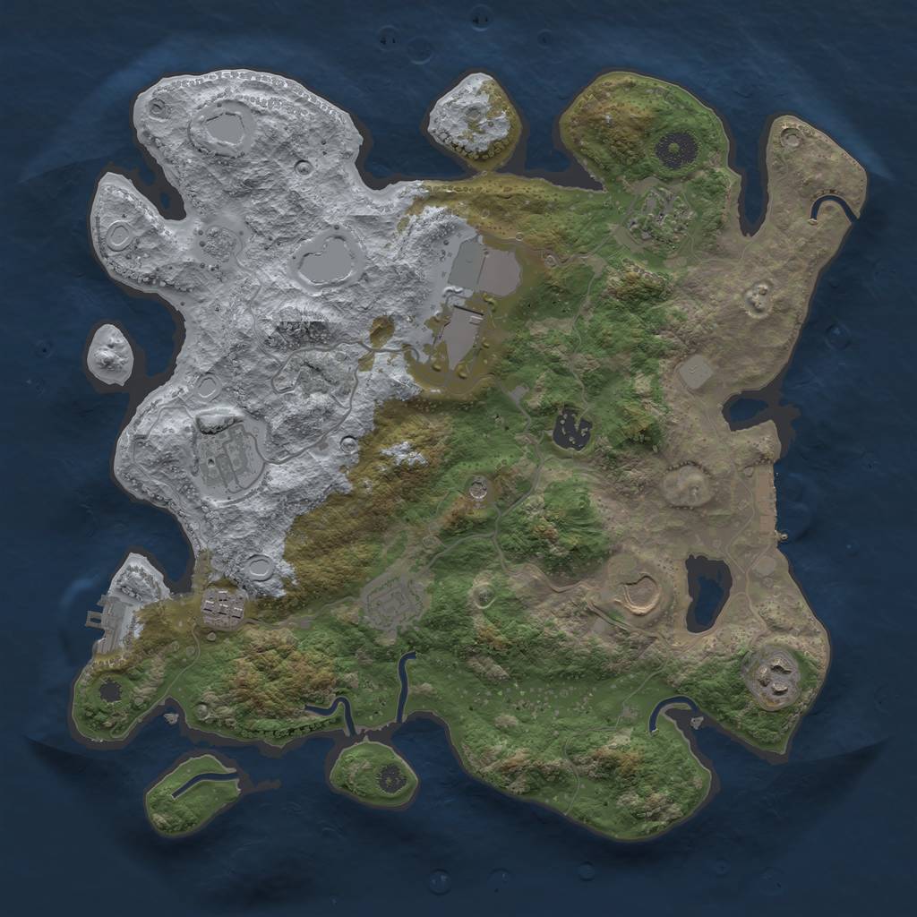 Rust Map: Procedural Map, Size: 3500, Seed: 642423452, 17 Monuments