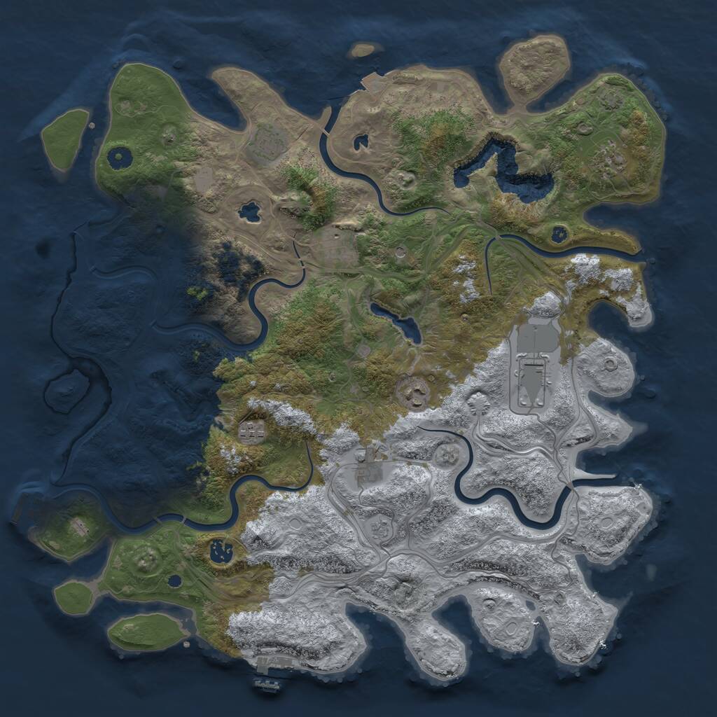 Rust Map: Procedural Map, Size: 4500, Seed: 167825699, 14 Monuments